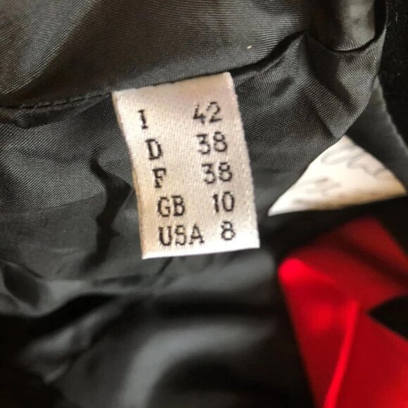 Moschino Red Peplum Black Velvet Trim Ace Spade Jacket 8 ALICE WONDERLAND BLAZER - Picture 13 of 15